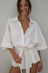 Loose Sleeve Tie Waist Romper | Dress In Beauty