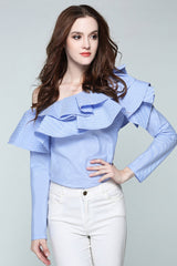 One Shoulder Ruffled Shirt | Dress In Beauty