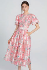 Puffy Sleeves Midi Dress | Dress In Beauty