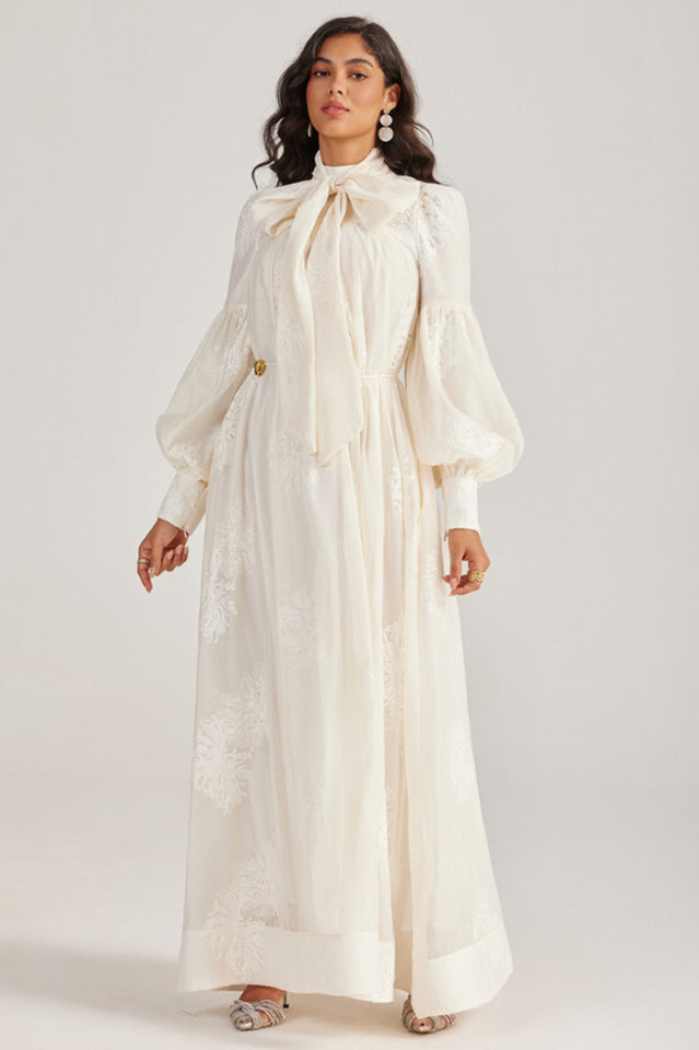 Embroidered Lace-Up Maxi Dress | Dress In Beauty