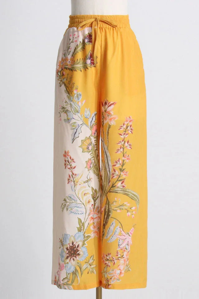 Floral Linen Shirt and Wide Leg Pants Set - View 12 | TEVQA
