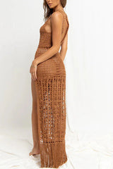 Crochet Maxi Cover Up Dress - View 10 | TEVQA
