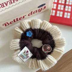 Oversized Chunky Knit Color Block Scrunchie (5.9 Inch)