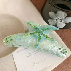Large Jeweled Starfish Acetate Hair Claw Clip - View 7 | TEVQA