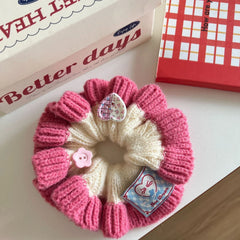 Oversized Chunky Knit Color Block Scrunchie (5.9 Inch)