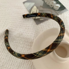 Classic Plaid Slim Padded Headband - 0.6 Inch Lightweight Academia Style