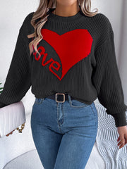 Romantic Pink Heart LOVE Knit Sweater