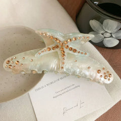 Large Jeweled Starfish Acetate Hair Claw Clip - View 8 | TEVQA