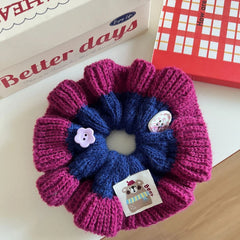 Oversized Chunky Knit Color Block Scrunchie (5.9 Inch)