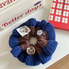 Oversized Chunky Knit Color Block Scrunchie (5.9 Inch)