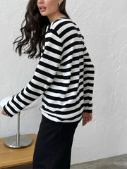 Classic Breton Striped Crew Neck Sweater - TEVQA