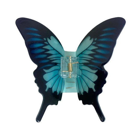 Blue and teal butterfly hair claw clip
