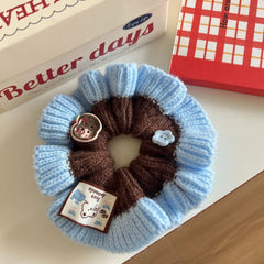 Oversized Chunky Knit Color Block Scrunchie (5.9 Inch)