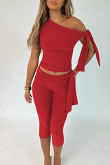 One-shoulder knit pants set - View 10 | TEVQA