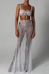 Black lace maxi skirt set - View 10 | TEVQA