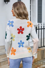 Retro floral knit pullover sweater - View 10 | TEVQA