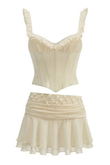 Amelia Corset Lace Up Ruffle Skirt Set - View 6 | TEVQA
