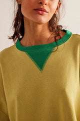 Comfy Chic Contrast Trim Oversized Sweatshirt - TEVQA