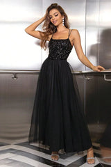 Sequin Tulle Evening Dress - View 15 | TEVQA