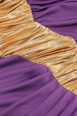 One sleeve purple mini dress with gold accent - View 10 | TEVQA