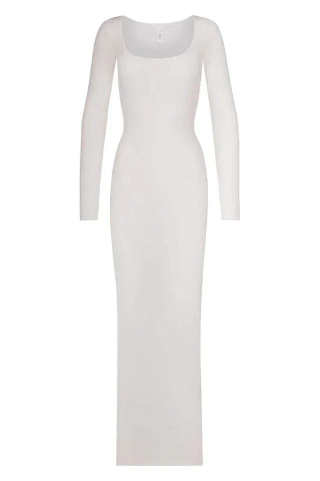 Ribbed Knit Square Neck Maxi Dress - View 19 | TEVQA