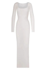 Ribbed Knit Square Neck Maxi Dress - View 19 | TEVQA