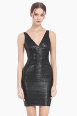 V-Neck Bandage Bodycon Dress - TEVQA
