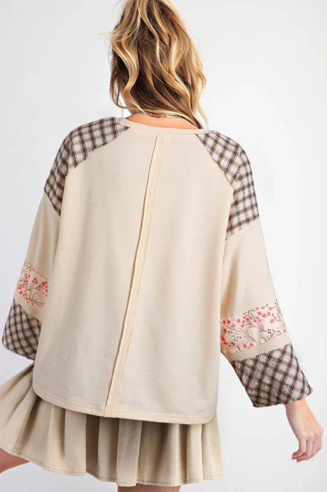 Sage Green Patchwork Heart Top - View 7 | TEVQA
