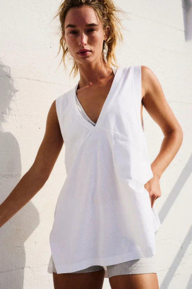 Relaxed V-neck tunic tank top - View 6 | TEVQA