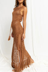 Crochet Maxi Cover Up Dress - View 9 | TEVQA