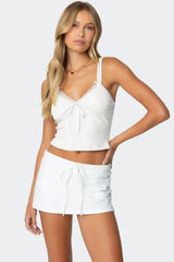 Lace Trim Cropped Tank Top - View 6 | TEVQA