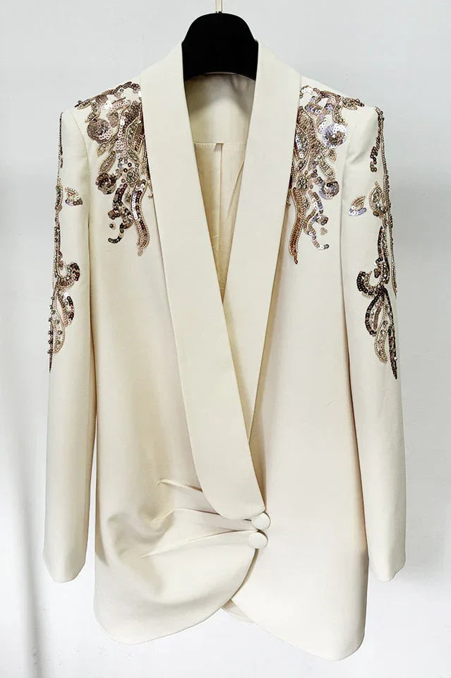 Kallie Sequin Embellished Blazer Mini Dress - View 8 | TEVQA