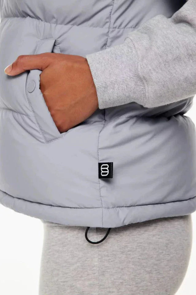 Cropped Puffer Vest with Matte Finish - View 8 | TEVQA