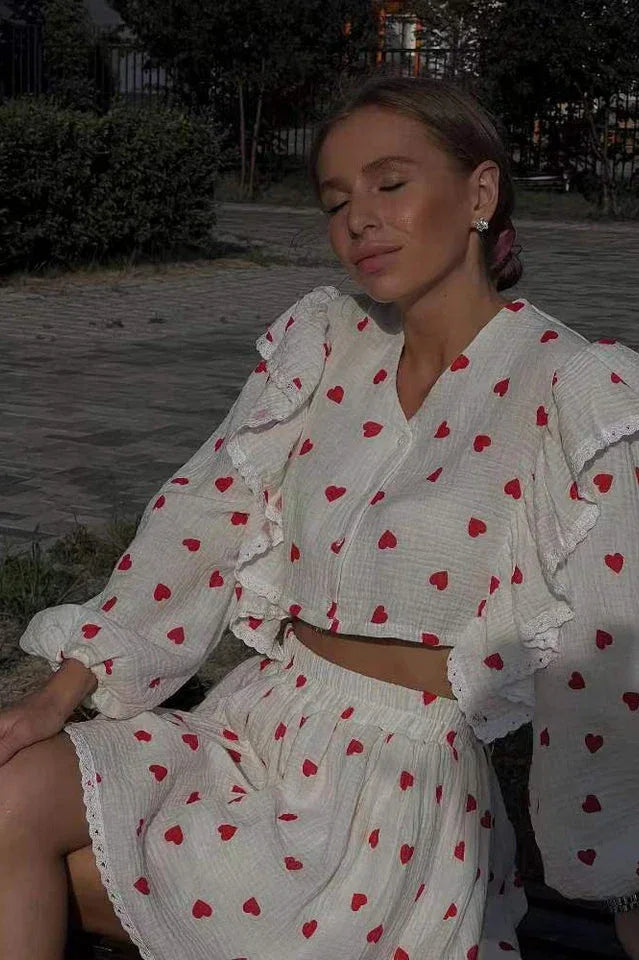 Strawberry Print Skirt Set - View 10 | TEVQA