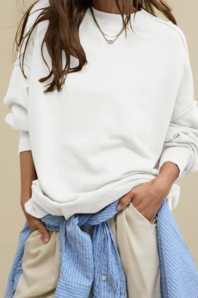 Comfy Chic Raw Seam Oversized Sweatshirt - TEVQA