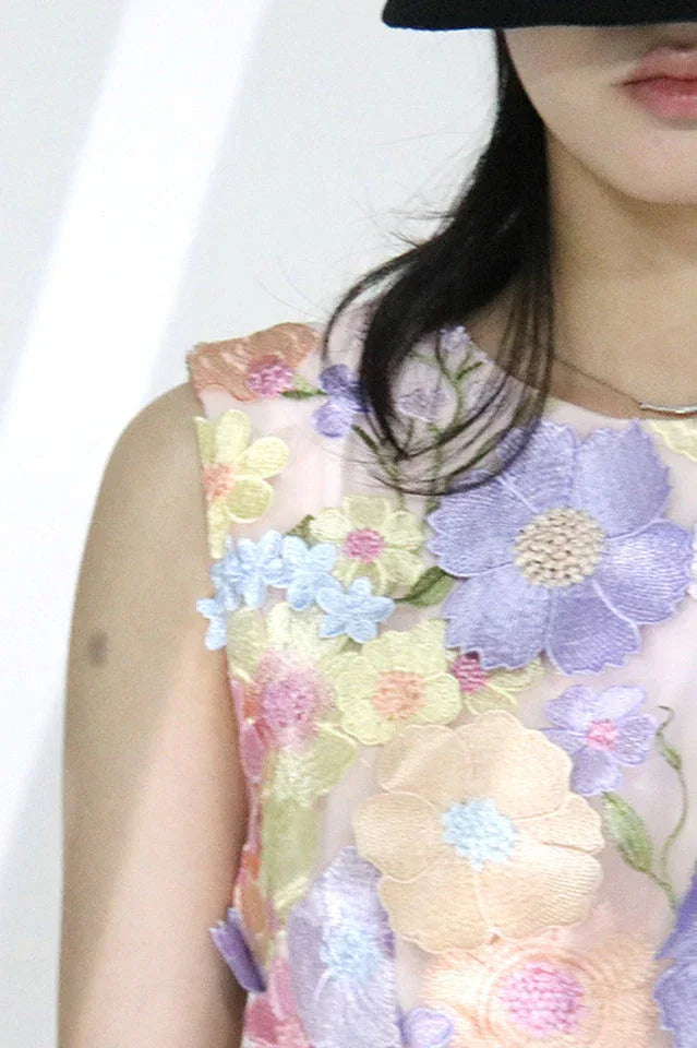 Floral applique crop top and mini skirt set - View 10 | TEVQA