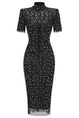 Square Rhinestone Mesh Midi Dress | Dress In Beauty