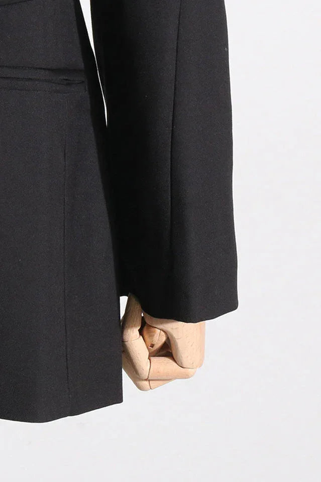 Tuxedo dress with sheer detail - View 9 | TEVQA
