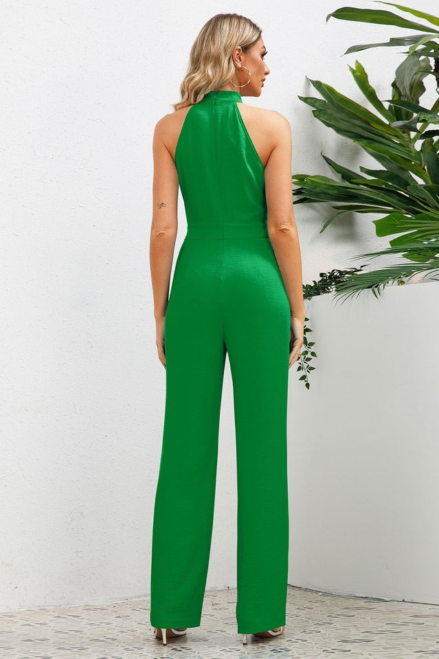 Sleek Bowknot Halter Neck Jumpsuit | Dress In Beauty