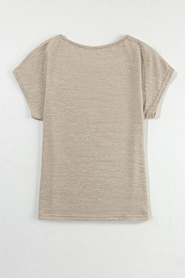 Drop Shoulder Top with Button Accent - View 10 | TEVQA