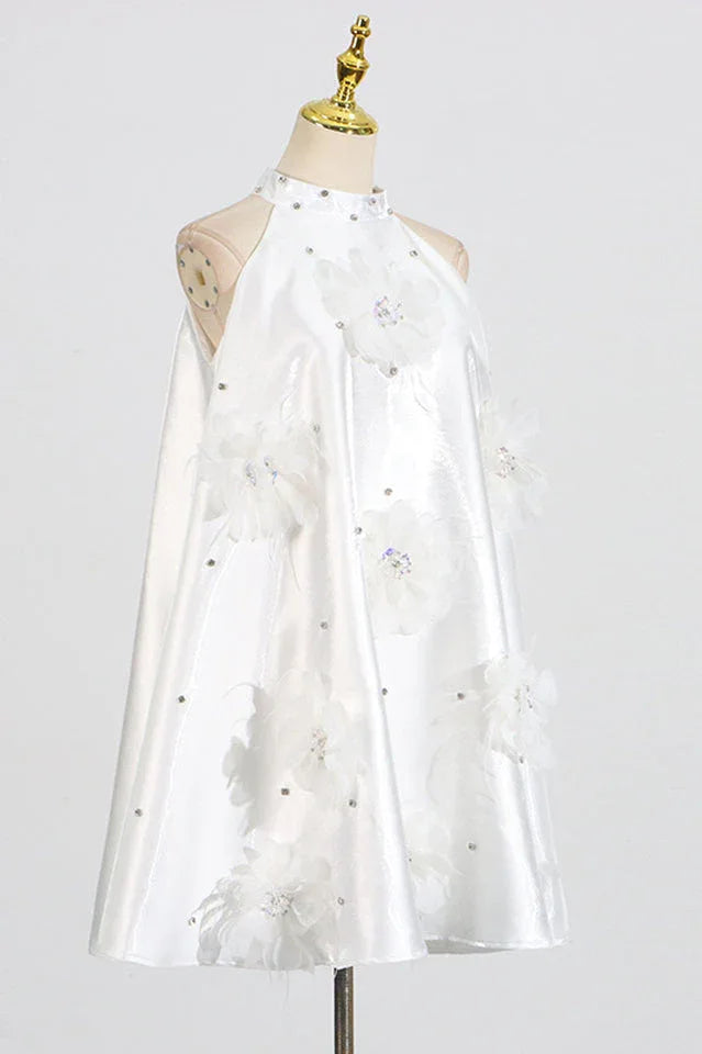 Princess mini dress with floral appliqués - View 10 | TEVQA