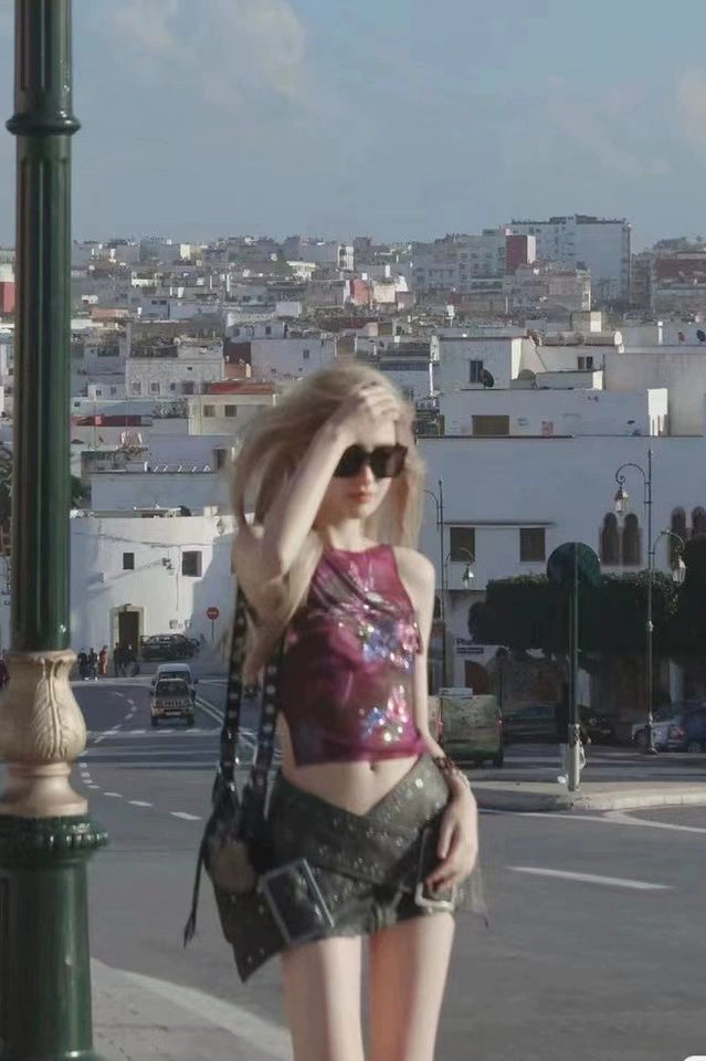 Hotfix Backless Mesh Top | Dress In Beauty