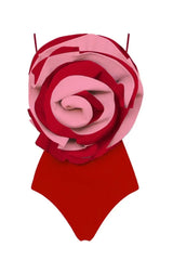Camilla Resort Set featuring a 3D rose one-piece swimsuit and ruffled maxi skirt - View 8 | TEVQA