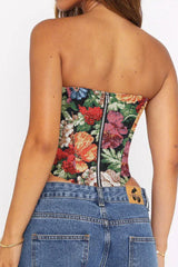 Floral Tapestry Corset Top - View 10 | TEVQA
