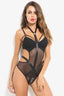 Bandage Patchwork Mesh Bodysuit - TEVQA