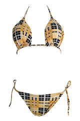 Women's Striped Halter Bikini Set - View 7 | TEVQA