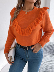Ruffle Trim Knit Sweater - View 18 | TEVQA