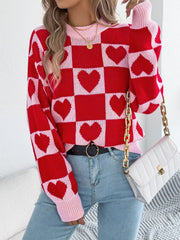 Heart Checkerboard Sweater - View 17 | TEVQA