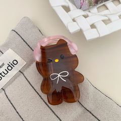 Cute Cat Acetate Hair Claw Clip with Headphones - 3.3 Inch