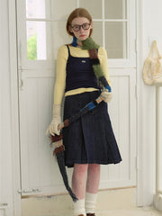 Mixed Texture Striped Skinny Scarf